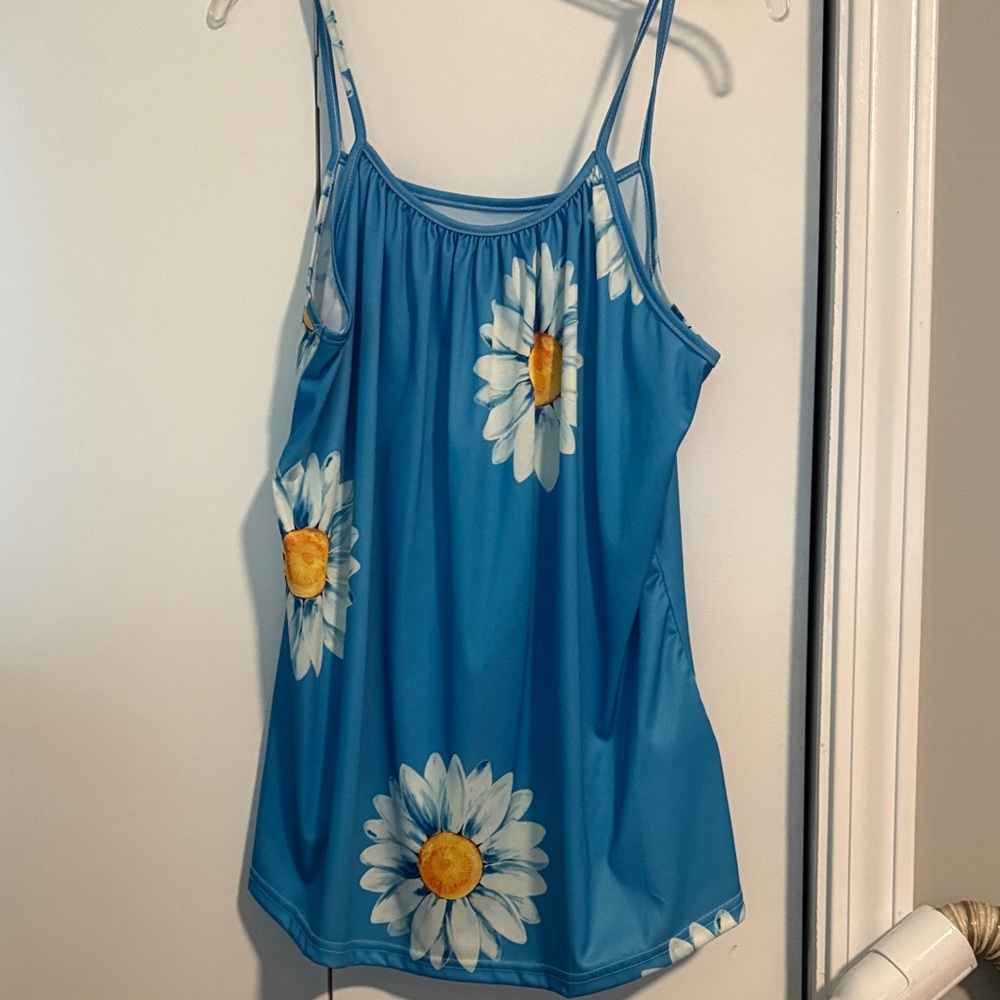 Blue Floral Spaghetti Strap Top